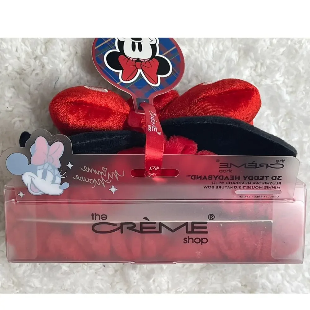 The Creme Shop Minnie Mouse 3D Teddy Spa Headband Plushie Bow Hairband Red Black